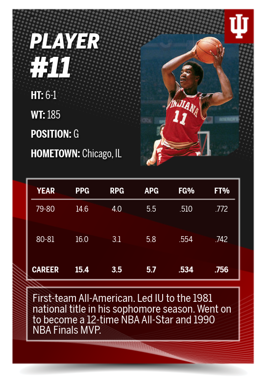 Isiah Thomas card back with career statistics